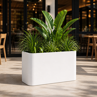 Jardinière en métal d'extérieur, pot de fleurs décoratif en acier, grande jardinière rectangulaire pour patio, cour, résistante à la rouille