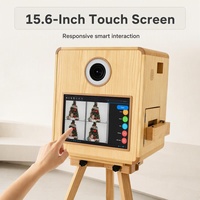 Photomaton portable en bois de 15,6 pouces avec écran tactile et impression instantanée, pour mariages et fêtes