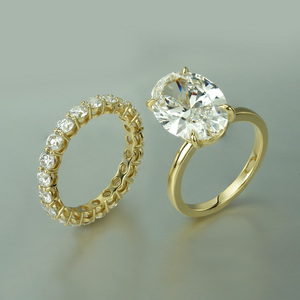 Anillo de Compromiso Clásico para Mujer, Joyería Fina, Oro Amarillo de 9K, Diamante Cultivado en Laboratorio de Corte Ovalado de 6CT, Certificado IGI E VS1 - Product Image 2