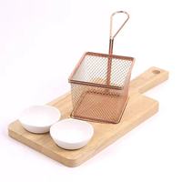 Plateau rectangulaire en bois durable et écologique pour frites, coupelle à sauce, panier à hamburger et snacks pour restaurant et fête