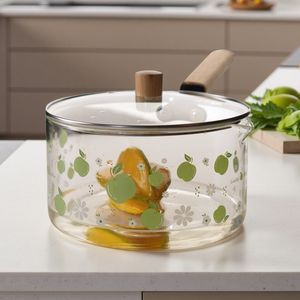 Classic Borosilicate Glass Pot Set <b>with</b> <b>Lid</b> and Handles Versatile <b>Saucepan</b> for Soup Cooking - Product Image 2
