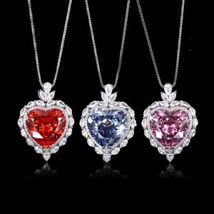 High Quality 20mm Heart Cut Red Cubic Zirconia Bird Nest Pendant Jewelry Eco-friendly <b>Copper</b> Red Hearts Necklace for Women Gift - Product Image 5