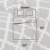 Ensemble de couette 3 pièces Queen Size gris imprimé Utopia, garnissage alternatif, style contemporain