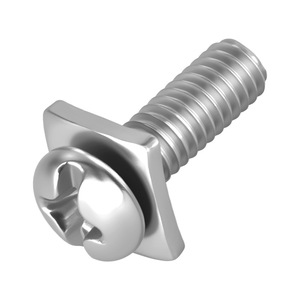 Carbon Steel Pan Head Screw Nickel Plated Metric Thread M3 M3.5 M5 With <b>Square</b> Washer <b>Combination</b> - Product Image 1