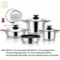 12 pièces ensemble marmite et poêle à bord large en acier inoxydable 304 batterie de cuisine batterie de cuisine à induction pour la cuisine à domicile