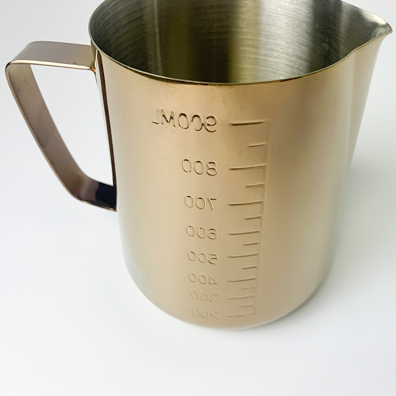 Coffee Making Tool Gold Colorful Stainless Steel Latte Coffee Milk Frothing Garland Cup WIth Scale