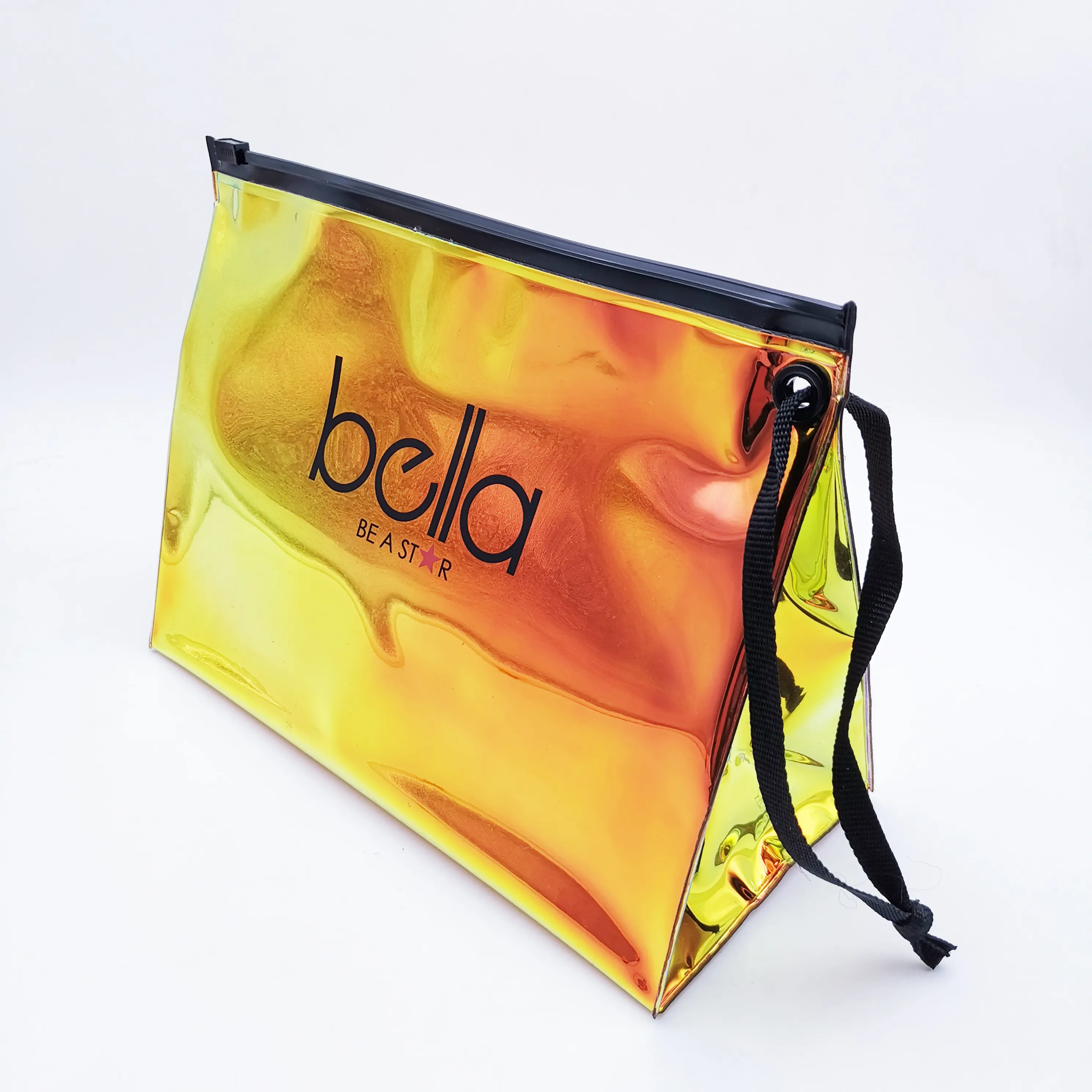 Borsa per bikini riutilizzabile con chiusura a zip impermeabile borsa per costumi da bagno olografica borsa per imballaggio in pvc