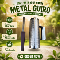 Guiro et Shaker avec grattoir, instruments de percussion à tube métallique, grattoir métallique cylindrique, brosse en bois