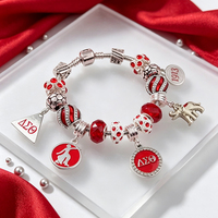 Bracelet à breloques Delta Sigma Sorority DST 1913, éléphant, cristal rouge, strass, chaîne serpent perlée, bijoux pour femmes, cadeau de la fraternité