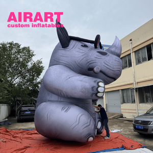 Juguete de rinoceronte inflable de 5m de altura para decoración de Centro de Actividades de zoológico, globo de rinoceronte inflable personalizado disponible - Product Image 4