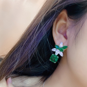 Pendientes de Esmeralda Sintética de Laboratorio de la Fábrica de Joyería MUSHAN, Dinámicos y Únicos, Quien los Usa Será Hermosa - Product Image 5