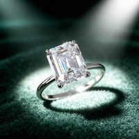 Bague de mariage en or jaune 10k 14k avec moissanite taille émeraude, designs personnalisés tendance pour femmes, cadeau idéal, best-seller