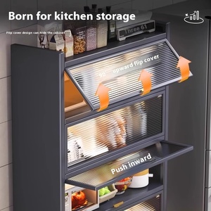 Mobiletto da cucina in acciaio al carbonio, scaffale portaoggetti multistrato a pavimento con anta antipolvere per forno a microonde - Product Image 3