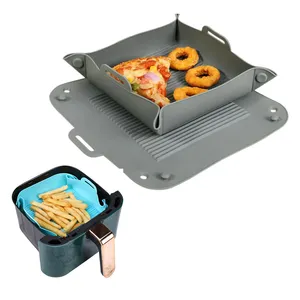 Detachable And ReusableEasy To Clean Kitchen Accessory Non Stick Rectangle Baking Mat Tray Mold Basket Silicone Air Fryer Liners