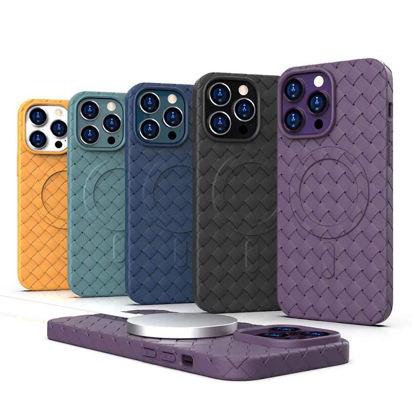 shockproof wireless charging magnetic case cover woven Cell Phone Case For iPhone 15 For for iPhone 14 pro max case