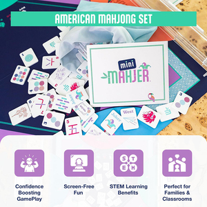 Jeu de Mahjong américain miniature portable, 160 tuiles avec supports en acrylique et tapis en néoprène, jeu de Mahjong de voyage pour débutants et enfants - Product Image 5