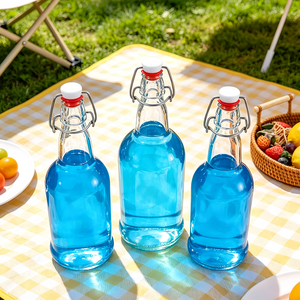 Botella <span class=keywords><strong>de</strong></span> vidrio transparente al por mayor <span class=keywords><strong>de</strong></span> 250ml, 500ml, 750ml, 1000ml para cerveza, <span class=keywords><strong>agua</strong></span>, refrescos, enzimas, zumos y bebidas con tapa abatible - Product Image 4