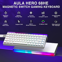 Teclado para Juegos AULA HERO 68 HE 65% con Cable, Intercambiable en Caliente, con Interruptor de Efecto Hall, Frecuencia de Sondeo Ultra Rápida de 8K, Frecuencia de Escaneo de 128k
