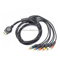 Câble vidéo HD filaire de 1,8 m/6 pieds pour PS2/Console de jeu, matériau ABS/PVC noir, ventilateur de refroidissement