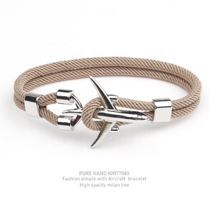 Bracelets d'amitié tressés à la main avec ancre et avion, en corde paracorde, pour hommes et femmes - Product Image 5