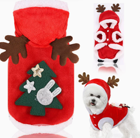 Costume de Noël pour chien, vêtements en peluche à capuche Père Noël et renne, sweat à capuche doux et chaud pour l'hiver pour chiens et chats de petite et moyenne taille