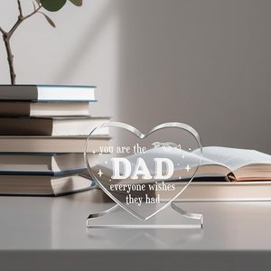 Plaque acrylique en forme de coeur signe papa cadeaux pour la fête des pères anniversaire noël gravé Keeke décor présentoir pour fils/fille - Product Image 2