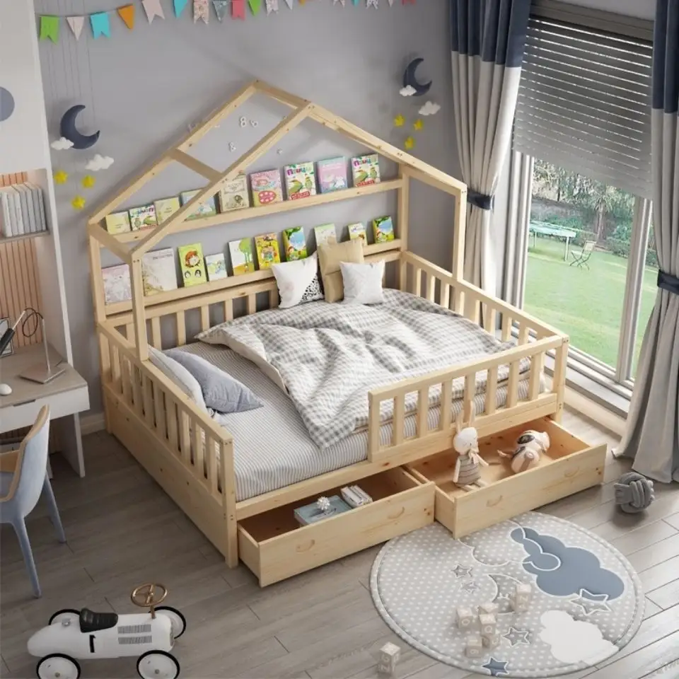 Blockhaus Kinder bett Design heißer Verkauf Holz betten für Kinder Fabrik direkt Großhandel verschiedene Betten