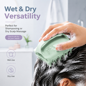 Brosse à cheveux en silicone à manche creux pour le lavage des cheveux. Peigne de massage en silicone à double usage, pour utilisation sèche et humide. Brosse à cheveux pour le soin du cuir chevelu. - Product Image 2