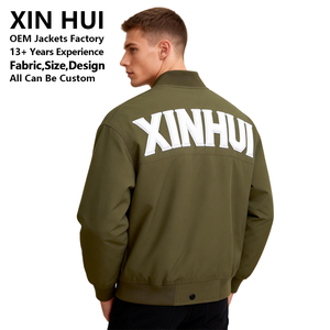 Custom Logo Men's Winter Bomber <b>Jacket</b> Olive Green High Quality Chenille <b>Patch</b> Embroidery Leather/Cotton Fleece Lined Varsity - Product Image 3