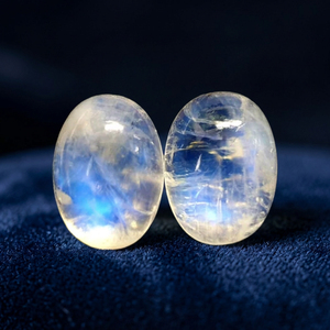 Piedra Lunar Arcoíris de la Mejor Calidad, Corte Ovalado Personalizado, Efecto Fuego Azul, Certificación CMA, para Joyería - Product Image 1