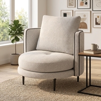 Vente chaude OEM ODM Fauteuil individuel moderne en tissu de lin doux, fauteuil de loisirs rembourré pour salon et mobilier de maison