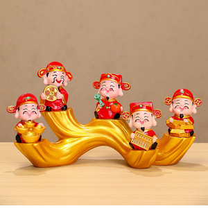 Ornement en résine Ruijie God Of Wealth, sculpture des cinq bénédictions, décoration cadeau du Nouvel An chinois - Product Image 2
