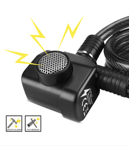 Verrou de vélo en acier ULAC, câble de sécurité <span class=keywords><strong>pour</strong></span> vélo de route et <span class=keywords><strong>VTT</strong></span>, 110 dB, verrouillage à câble - Product Image 3