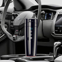 Mug chauffant intelligent en acier inoxydable 12V/24V, tasse à café électrique avec affichage LCD de la température, isolation thermique 12-24 heures pour adultes