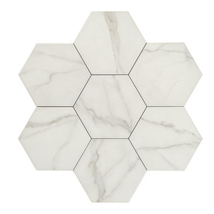 Piastrella Esagonale in Marmo Calacatta 19,8 X 22,8 Cm Finitura Opaca Bordi Irregolari Spessore 10 Mm - Product Image 1