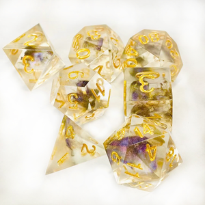 Jeu de 7 dés de fleurs DND faits à la main en résine à double cœur pour donjons et dragons Jeux de table - Product Image 5