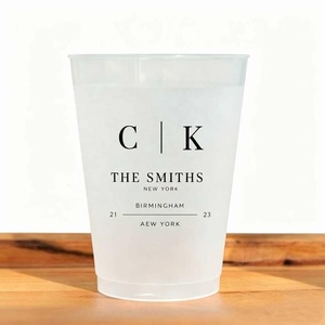 Gobelets personnalisés jetables en <span class=keywords><strong>plastique</strong></span> avec initiales, 12 oz, pour mariage, réception de mariage, baby shower, fête d'<span class=keywords><strong>anniversaire</strong></span> - Product Image 1