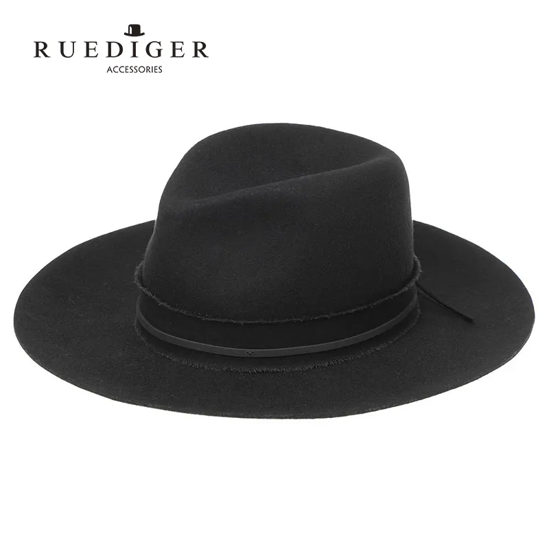 Classical Style 100% Wool Brown Color Wide Brim Unisex Felt Fedora Hat