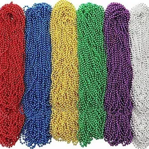 قلادات خرز معدنية مخصصة من HLC بطول 33 بوصة وعرض 6 ملم لحفلات الكرنفال، متوفرة باللون الأحمر والأزرق والذهبي لتزيين حفلات العروض - Product Image 5