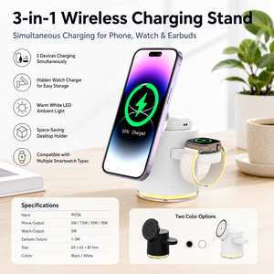 Nueva Estación de Carga Inalámbrica 3 en 1 2026 con Cargador Oculto para Reloj, Compatible con iPhone 17, 16, 15, Samsung <span class=keywords><strong>Watch</strong></span> e iWatch - Product Image 6