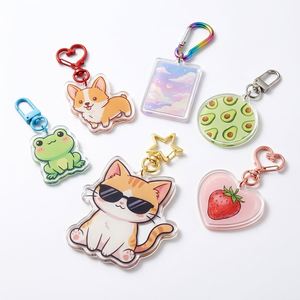 Custom Clear Acrylic Keychain Logo Cartoon Glitter Epoxy Keychain Charm <b>Pin</b> Stand Plastic Key Chain Anime Acrylic Keyring Custom - Product Image 3