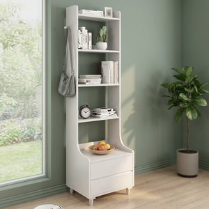Modern White <b>Corner</b> Bookshelf 5-Tier With Back Panel Space Saving <b>Storage</b> <b>Unit</b> For Bedroom Home Furniture - Product Image 2