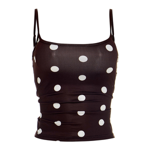 Viviblook J26TP101 Débardeur d'été pour femme à bretelles réglables, motif pois, sans manches, coupe courte - Product Image 4