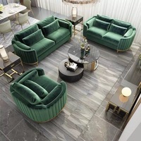 Ensemble de canapés sectionnels modernes en velours capitonné, design de luxe, pour bureau, réception, villa, avec revêtement doré, extensible, pour salon