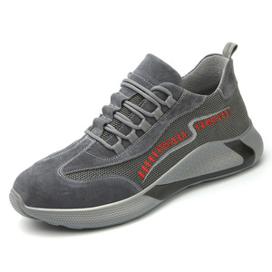 Men Safety Shoes Steel Toe Breathable Anti Impact Puncture Resistant Lightweight Comfortable Construction Work Grey Leather - Product Image 1