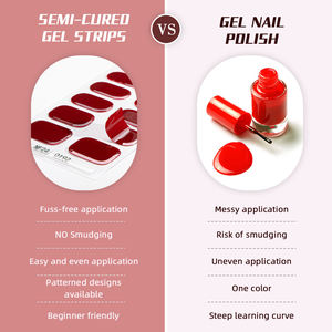 Langdurige groothandelsprijs aangepaste logo 16 tips glanzende nagelwraps effen kleur semi-gecureerde gel nagelkunst stickers met UV-licht - Product Image 5