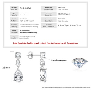 Pendientes de Moda con Circonita y Baño de Oro de 14k, Elegantes y Únicos, con Corte de Pera de 7*10mm, Estilo Gota de Agua, para San Valentín, Venta al Por Mayor - Product Image 2