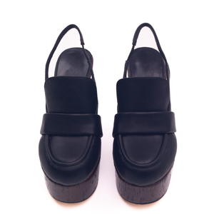 Sandalias de tacón alto de cuña con estampado de madera para mujer, con plataforma gruesa, punta redonda y correa trasera - Product Image 5