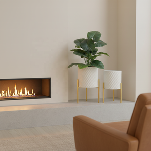 Jardinières modernes en fer blanc avec supports en métal doré, pots d'intérieur <span class=keywords><strong>de</strong></span> 7/9/11 pouces <span class=keywords><strong>pour</strong></span> <span class=keywords><strong>salon</strong></span>, motif vague verticale minimaliste - Product Image 4