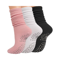 Chaussettes de Pilates OEM en tricot de Spandex/Nylon pour femmes, confortables pour la barre, l'entraînement, le yoga, avec effet froncé et antidérapant
